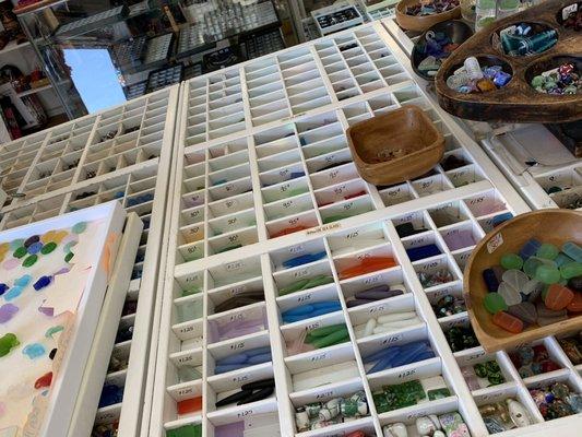 Trays and trays of beads