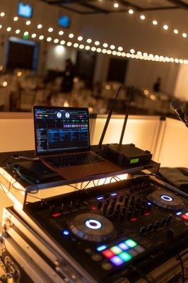 Turntable setup at dinner.