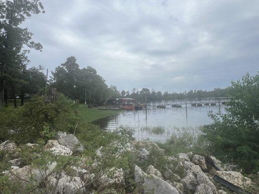 Picture of the dock and mooring area from the boat ramp