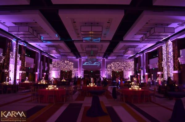 Uplighting, Pattern Washes and Monogram for Indian Wedding at Hyatt Gainey Ranch