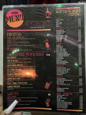 Drink menu