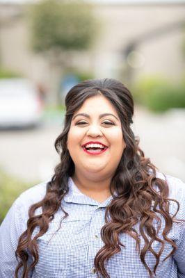 My groomsmaid Jessica after she was done with her hair and makeup the day of our wedding.