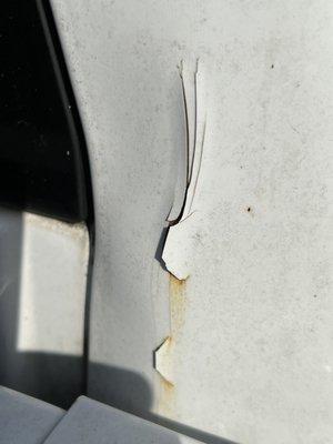 This is the backside of my truck that is wrinkled along with the whole door frame.