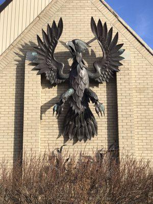 The Phoenix, on back of church building.