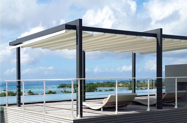 Forli model retractable free standing pergola cover