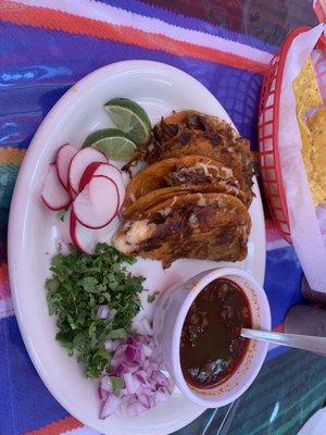 Tacos de Birria with cheese