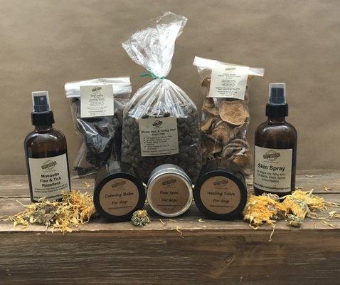 Some of our all natural housemade products. Chemical free, safe for you and your pets.