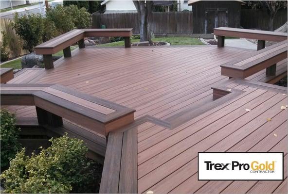 Trex deck with benches