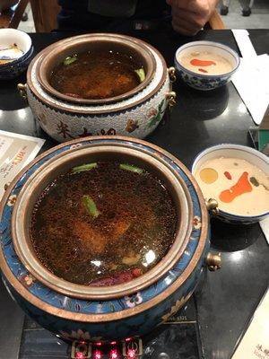 Spicy soup base and special sesame sauce. Delicious!