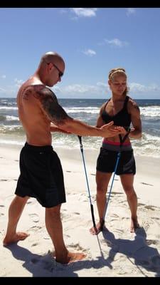 The owner Josh Mosner training on the Beach!