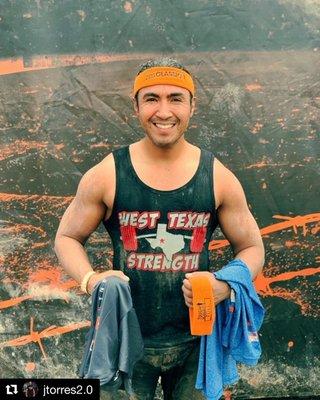 John representing after completing the Tough Mudder in  College Station.