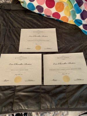 3 of 5 of my certificates