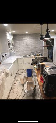 Back splash added to a kitchen.