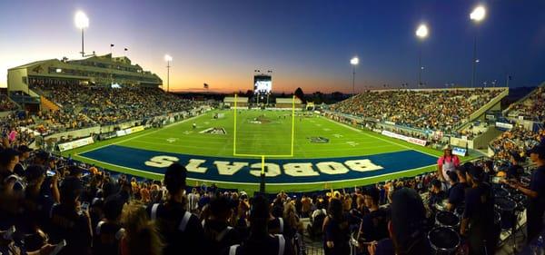 The MSU Spirit of the West Marching Band's view of the stadium.