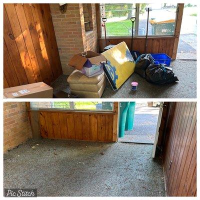 Before and after Breezeway clean-out