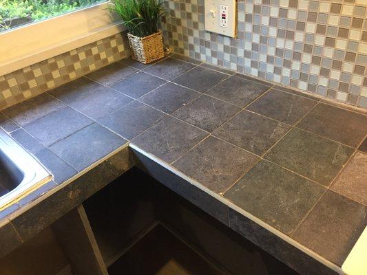 Backsplash and tile countertop installation