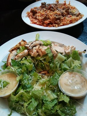 Meatball marinara and chix caesar salad