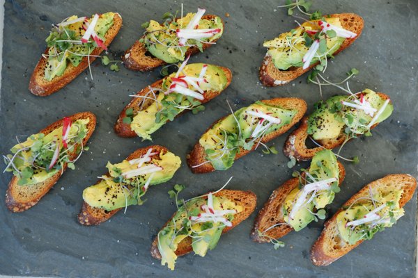 Avocado, radish and sprout toast