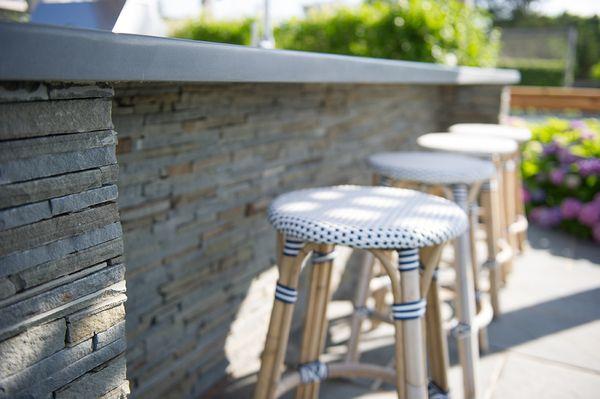 Custom stacked natural stone bar