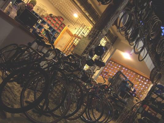 The shop, full of bikes