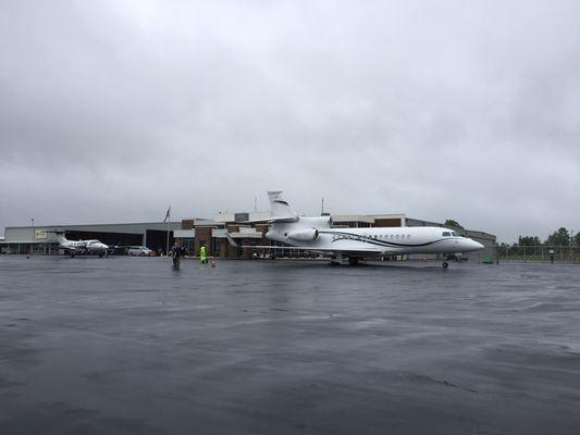 Many private jets on the tarmac