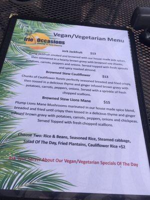 Vegan Menu