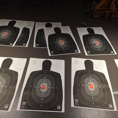 Student qualification targets. My CCW class includes much of my defensive handgun technique teaching and my shooters get dialed in.