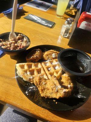 Kids chicken and waffles  Red Beans and Rice