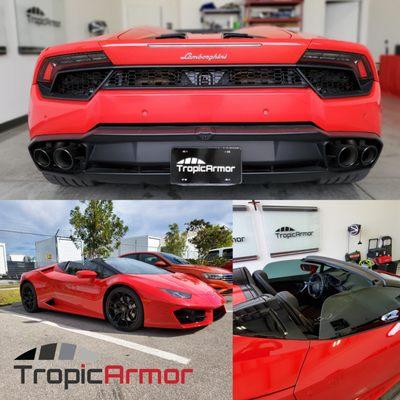 Lamborghini Huracan Spyder getting our ceramic 20% window tint