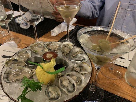 West and east oysters with fabulous martinis