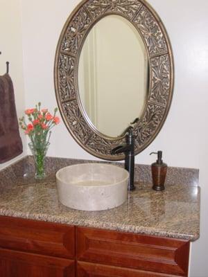 Custom vanity, granite counter-top & marble vessal sink bowl