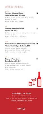 wine by the glass (sample rotating menu)