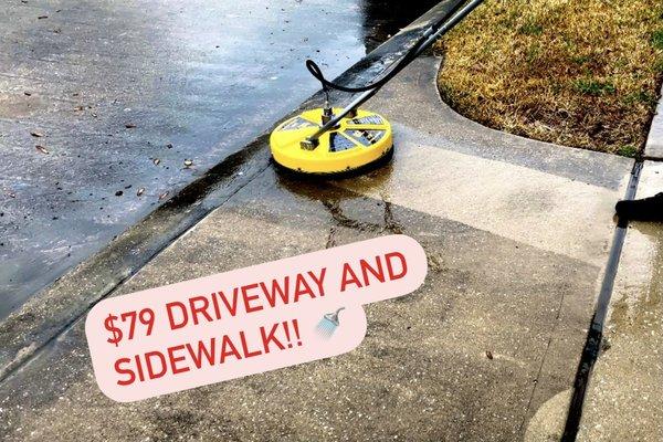 $79 Driveway and Sidewalk pressure washing. Book Now!!