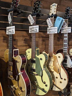 If you're going to put a blues monster in your lap, make it colorful! Great selection of Gretsch.