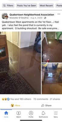 Flooding in apartments! They never do right by tenants and don't give a CRAP what happens to you or your property