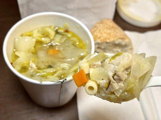 Homemade chicken and veggie soup with pasta