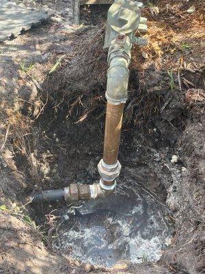 Repair of corroded/worn pipe with active leak.