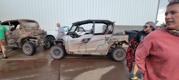 The UTVs after the dust, mud and 150 mile ride.