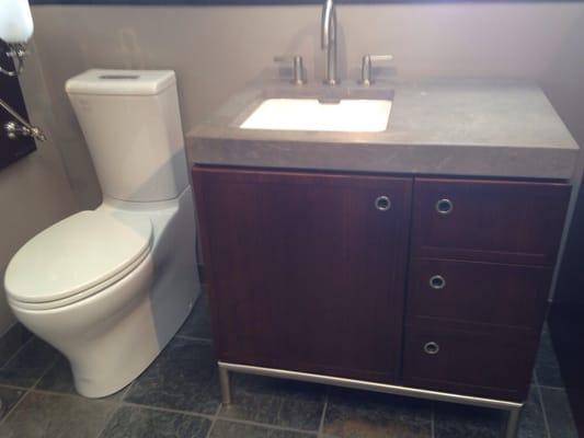 This is the toilet & Vanity I had 1 HOUR PLUMBING & HEATING install for me in my guest bath. I think it looks magnificent!!!