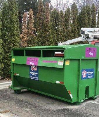 The "squishy water bottle" recycling area is now bk corner of library prkng lot