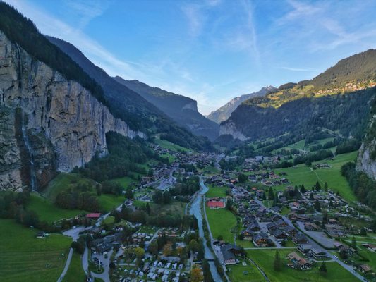 Aerial footage Lauterbrunnen, Switzerland