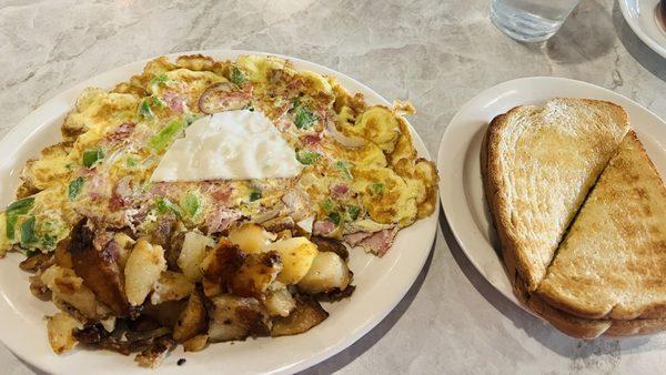 Cowboy omelette with smoked provolone!