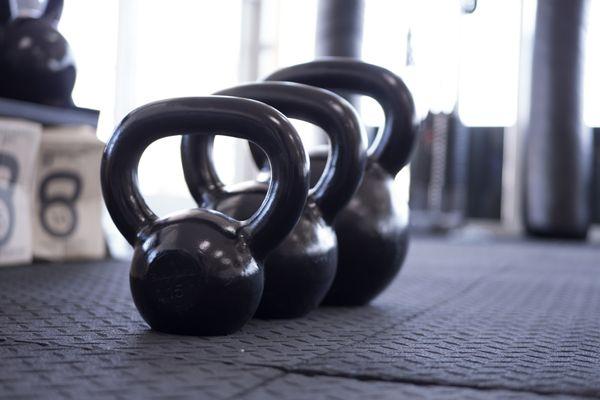 Kettlebells and rubber gym flooring