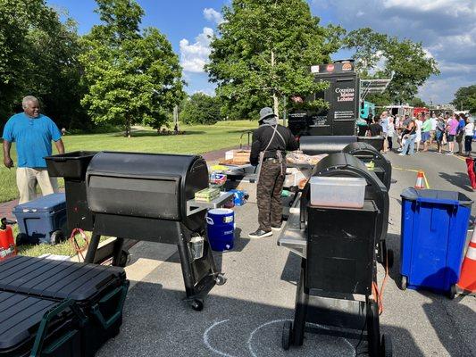 Hard at work at the smokers.