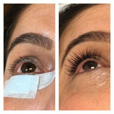 Classic set (I was able to give her a little more length with out weighing down her natural lash)