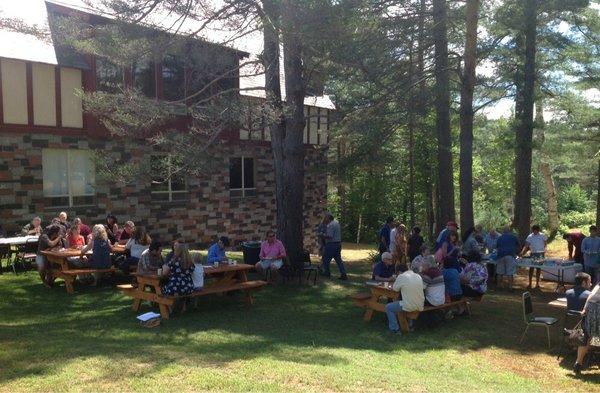 Church dinners every six weeks - this one we were able to enjoy barbecue outside on a beautiful Adirondack summer day.