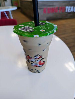 Milk ice coffee tea with honey boba and pudding