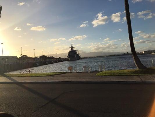 View of a battle ship from close to the room. Can walk here.