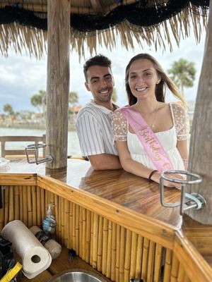 Celebrating birthday on tiki boat