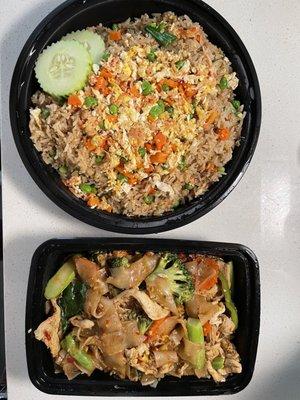 Chicken Pad See Ew and Crab Fried Rice